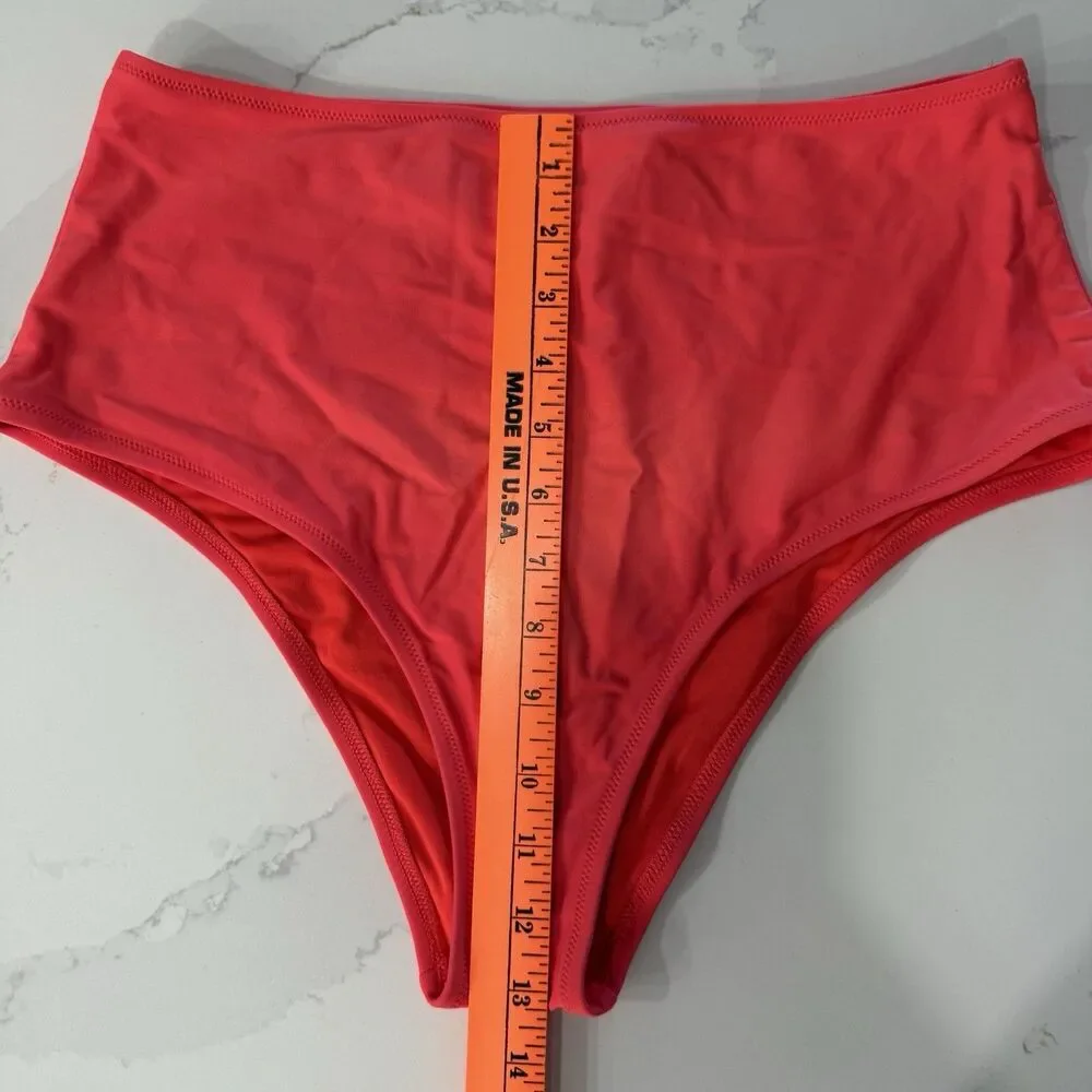 Aerie Women’s High Waisted Cheeky Swim Bikini Bottoms Red Large